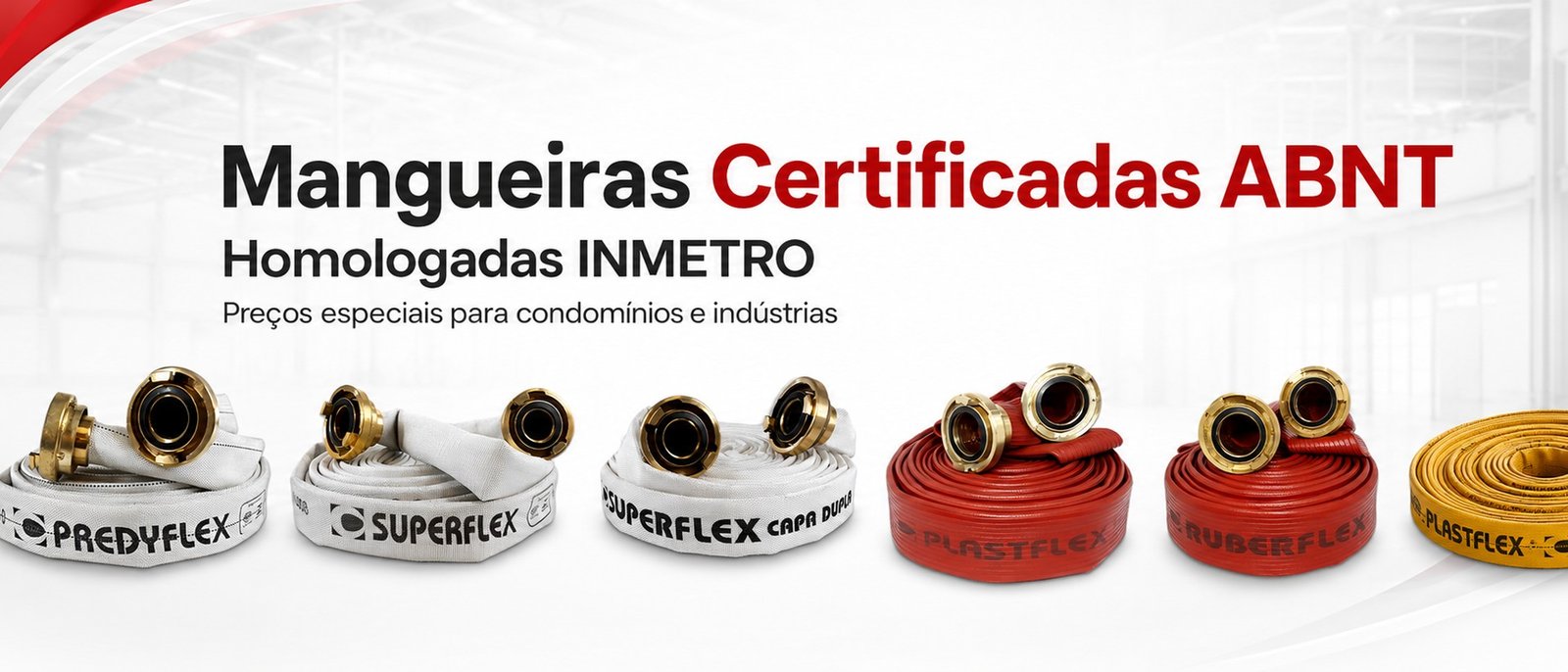 Mangueiras certificadas ABNT, homologadas INMETRO. Preços especiais para condomínios e indústrias.