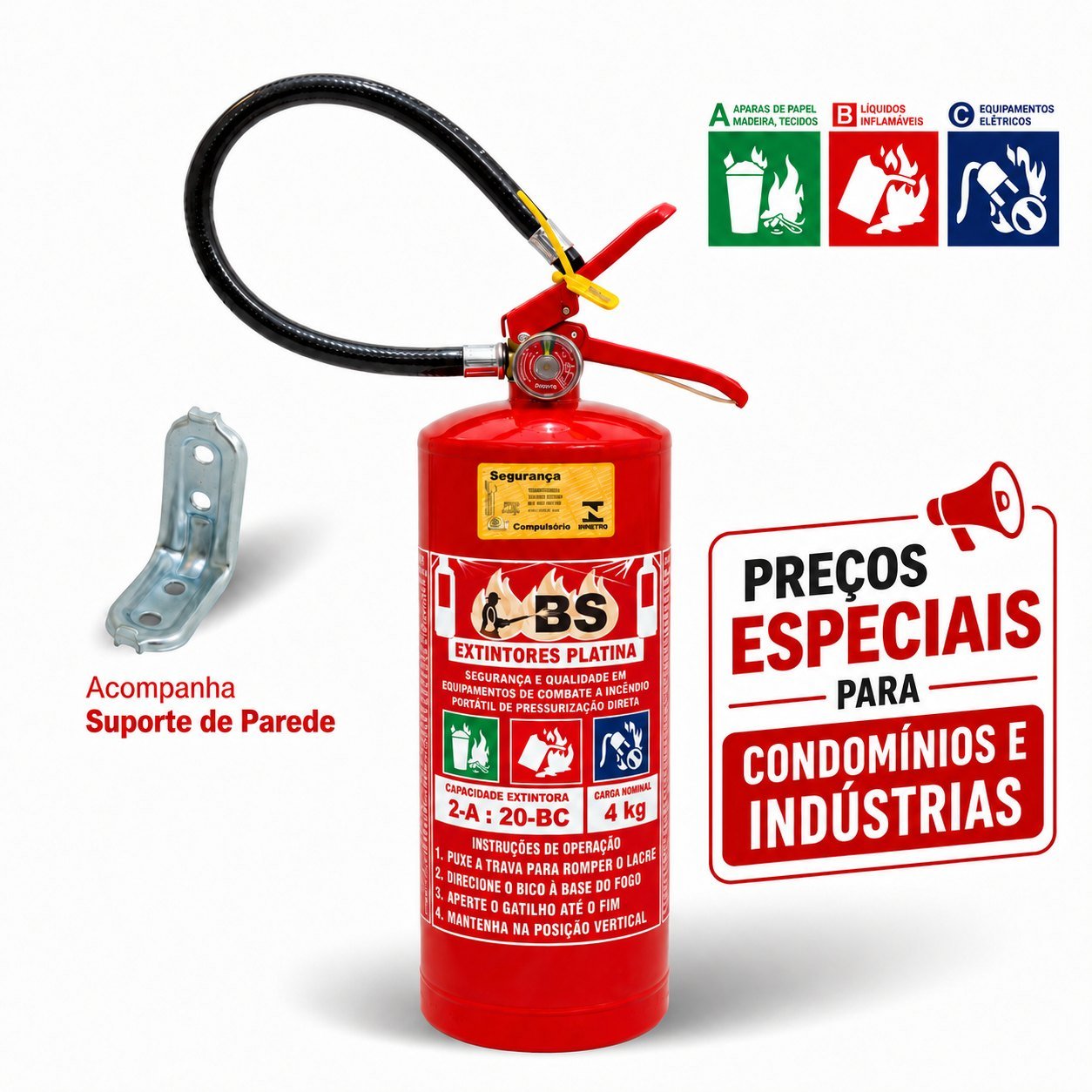 Extintor de Incêndio ABC 4kg – 2-A:20-B:C