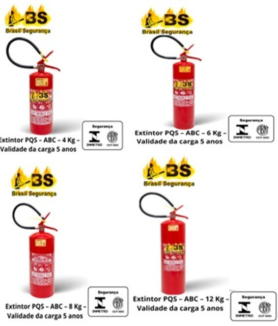 2. Extintores Portáteis Classe ABC – 4, 6, 8 e 12 Kg (Validade: 5 anos) 2. Extintores Portáteis Classe ABC – 4, 6, 8 e 12 Kg (Validade: 5 anos)