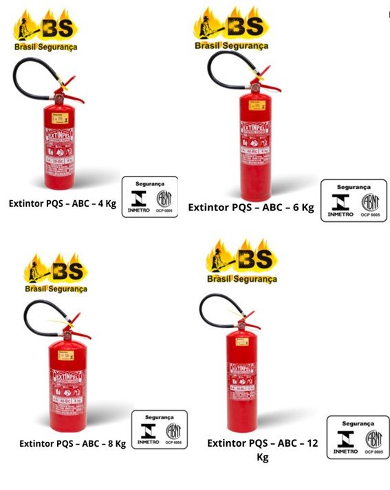 Extintores Portáteis Classe ABC – 4, 6, 8 e 12 Kg (Validade: 12 meses)